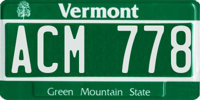 VT license plate ACM778
