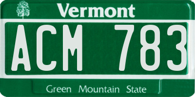 VT license plate ACM783