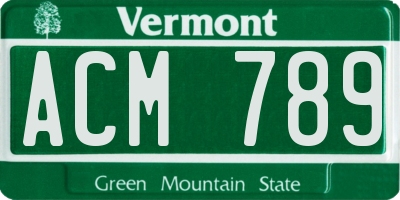 VT license plate ACM789