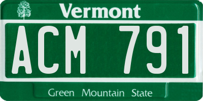 VT license plate ACM791
