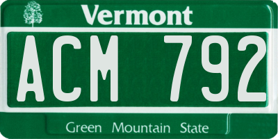 VT license plate ACM792