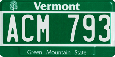 VT license plate ACM793
