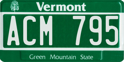 VT license plate ACM795