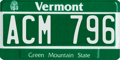 VT license plate ACM796