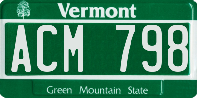 VT license plate ACM798
