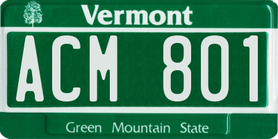 VT license plate ACM801