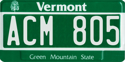 VT license plate ACM805