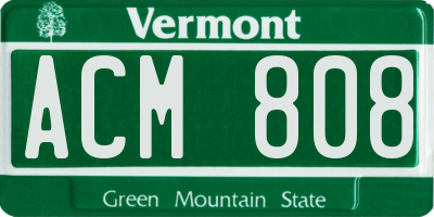 VT license plate ACM808