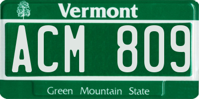 VT license plate ACM809