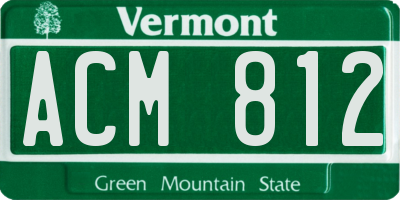 VT license plate ACM812