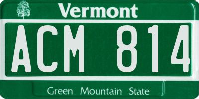 VT license plate ACM814
