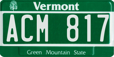 VT license plate ACM817