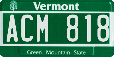 VT license plate ACM818