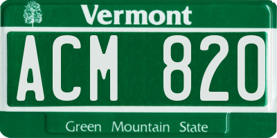 VT license plate ACM820