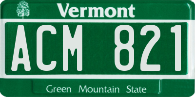 VT license plate ACM821
