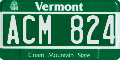 VT license plate ACM824