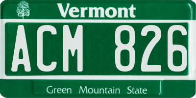 VT license plate ACM826