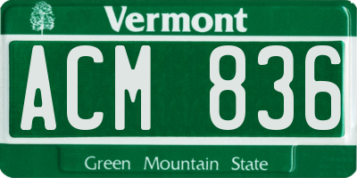 VT license plate ACM836