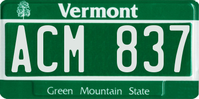 VT license plate ACM837