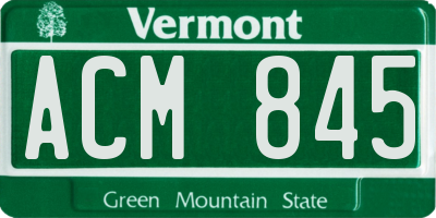 VT license plate ACM845