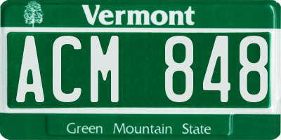 VT license plate ACM848