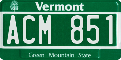 VT license plate ACM851