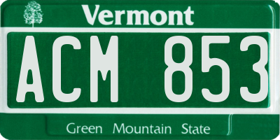 VT license plate ACM853