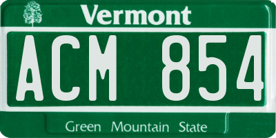 VT license plate ACM854
