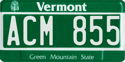 VT license plate ACM855