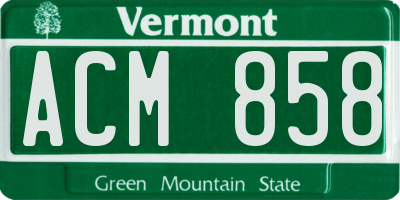VT license plate ACM858