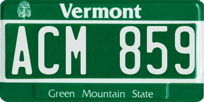VT license plate ACM859