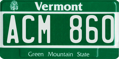 VT license plate ACM860