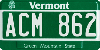 VT license plate ACM862