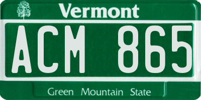 VT license plate ACM865