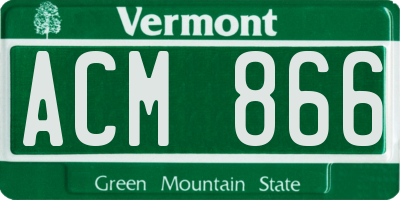 VT license plate ACM866