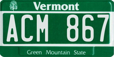 VT license plate ACM867