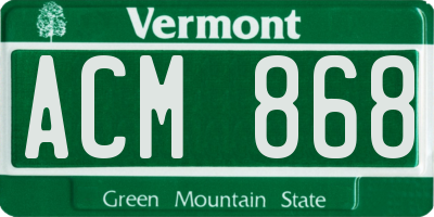 VT license plate ACM868