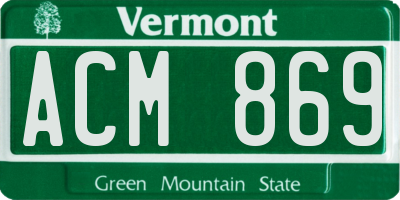 VT license plate ACM869