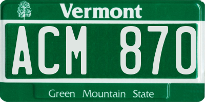 VT license plate ACM870