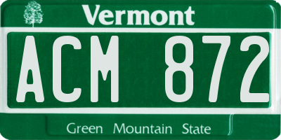 VT license plate ACM872