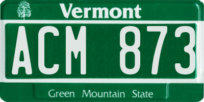 VT license plate ACM873