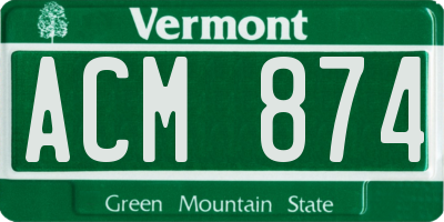 VT license plate ACM874