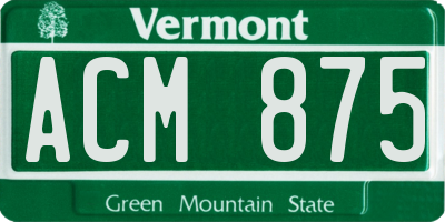 VT license plate ACM875