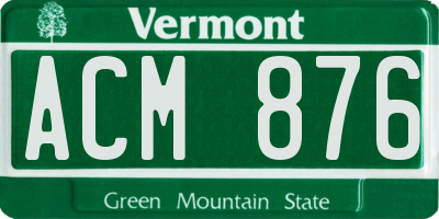 VT license plate ACM876