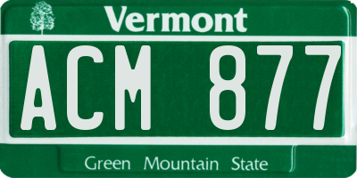 VT license plate ACM877