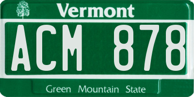 VT license plate ACM878