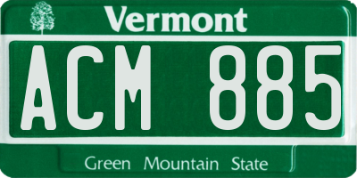 VT license plate ACM885