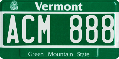 VT license plate ACM888