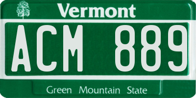VT license plate ACM889