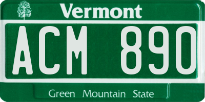 VT license plate ACM890
